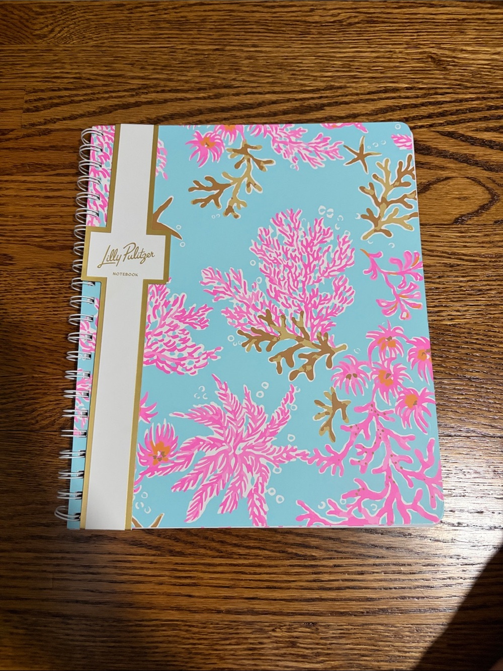 Lilly Pulitzer Notebook in Aqua, Pink & Gold Coral Pattern